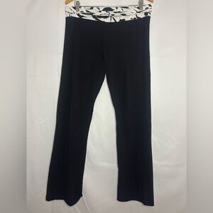 Black flareds with White and black paterened waist band Women's Pants